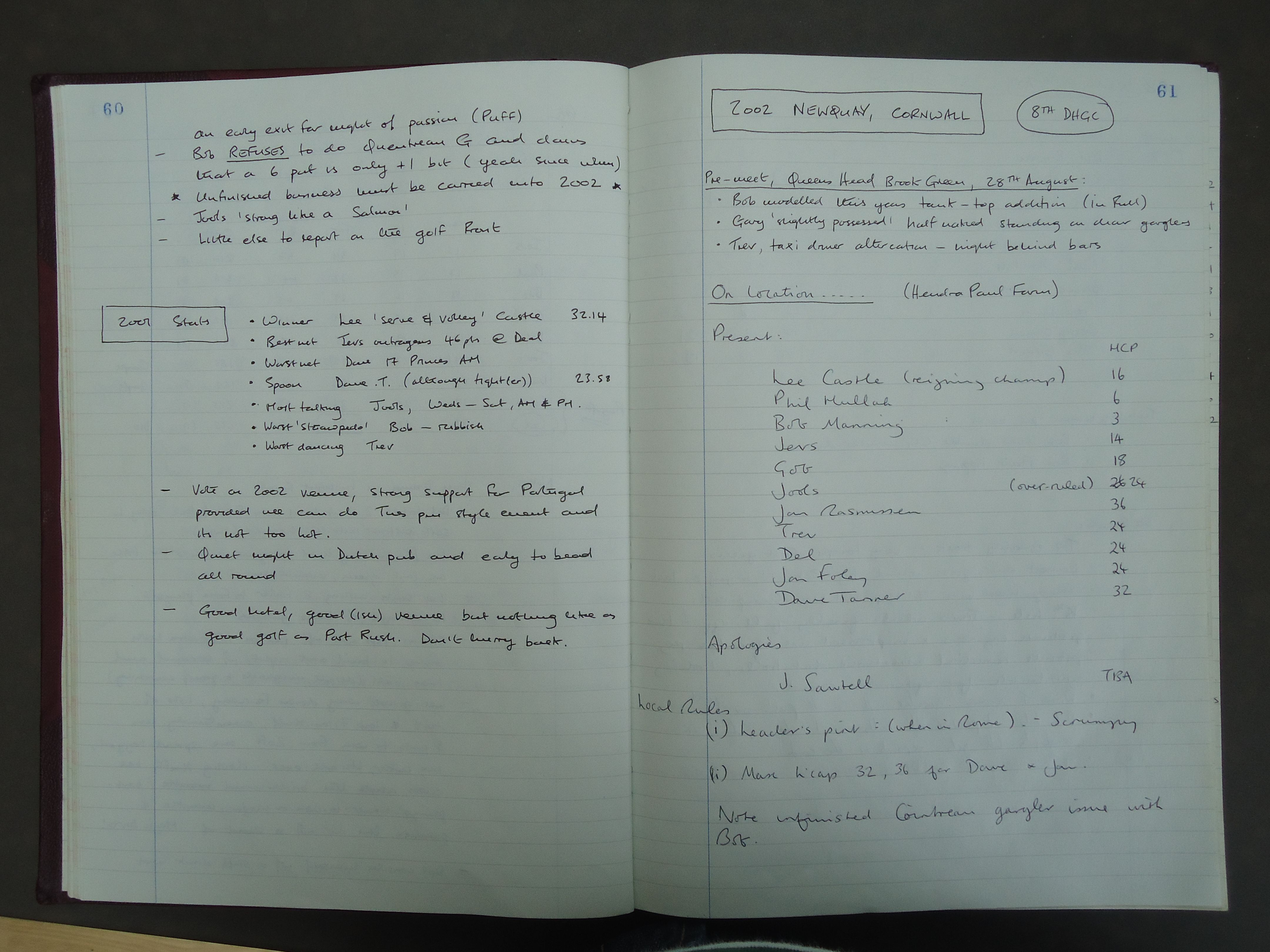 Round 7 (Prince's Golf Club), 2001 Annual Tour final results, and 2002 Annual Tour start