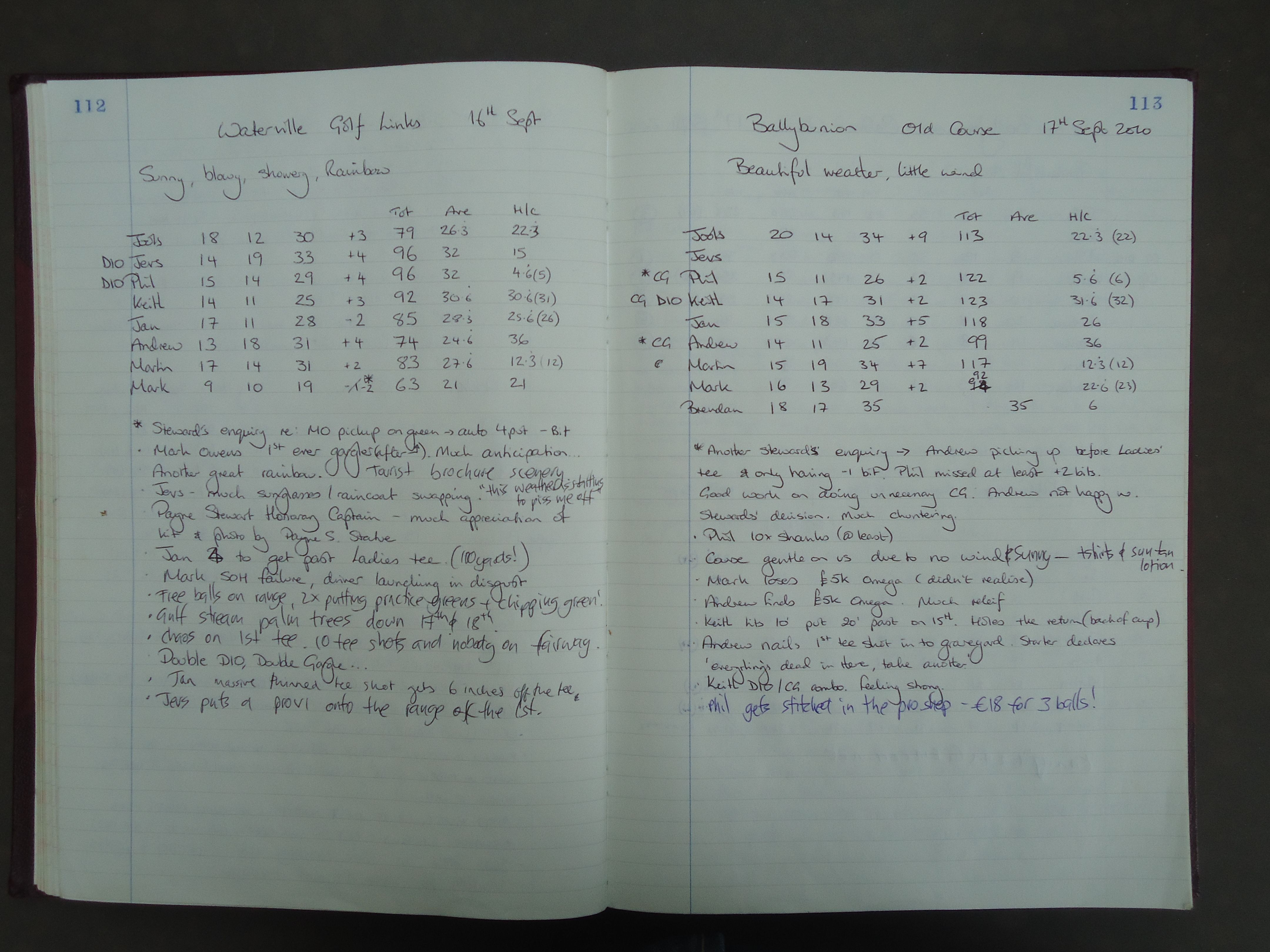 Round 3 (Waterville Golf Club) and Round 4 (Ballybunion Golf Club)