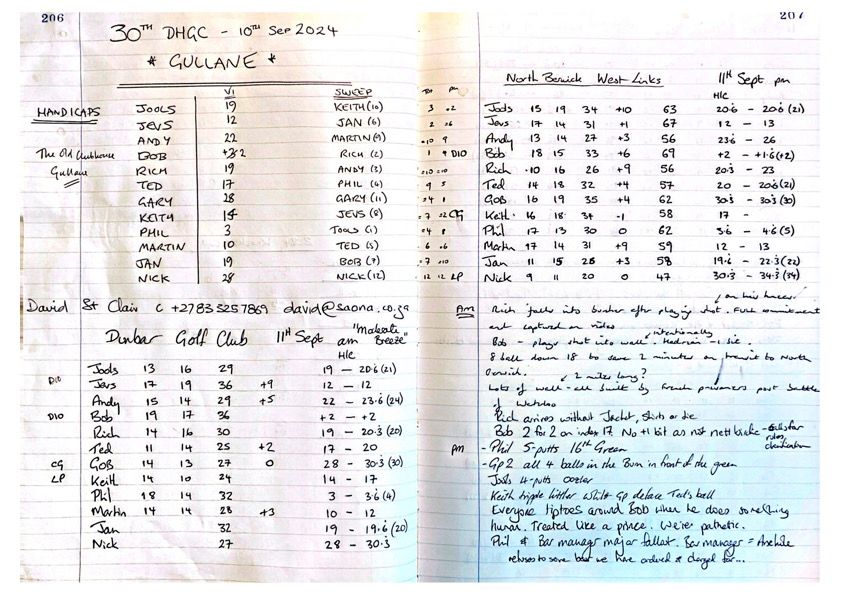 2024 Annual Tour start, Round 1 (Dunbar Golf Club), and Round 2 (North Berwick Golf Club)